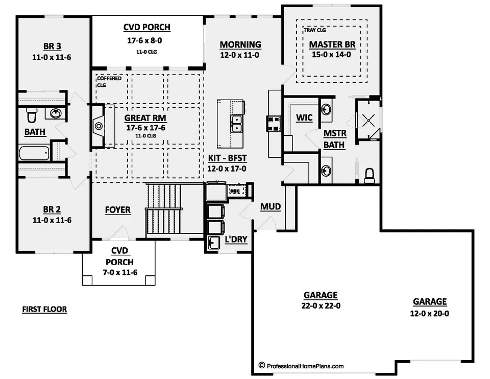The Addison main level floor plan